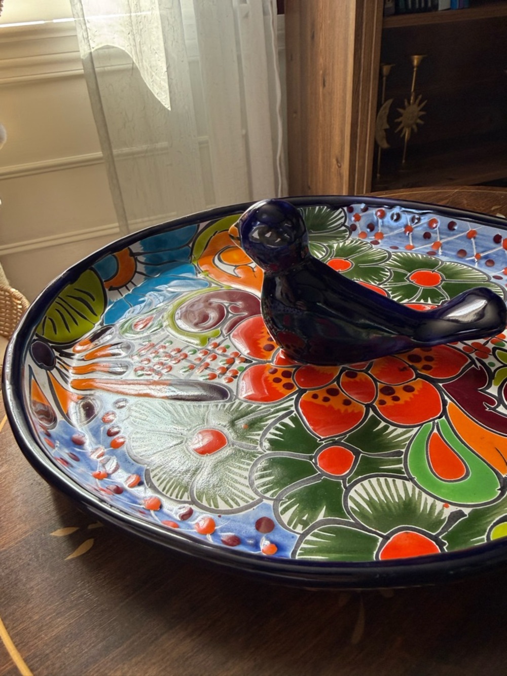 Artisan Ceramic Mexican Talavera Bird Appetizer Dish - Picture 5 of 9